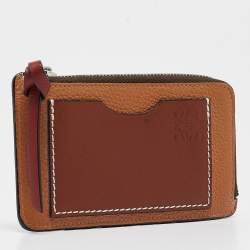 Loewe Brown Leather Zip Card Holder 