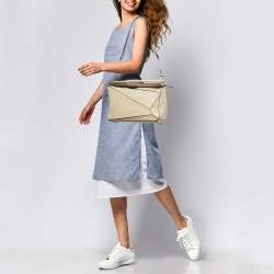 Pre Owned Loewe Beige Leather Medium Puzzle Shoulder Bag