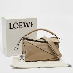 Pre Owned Loewe Beige Leather Medium Puzzle Shoulder Bag