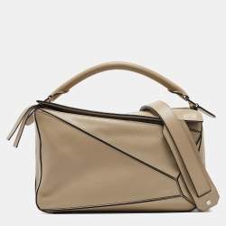 Pre Owned Loewe Beige Leather Medium Puzzle Shoulder Bag