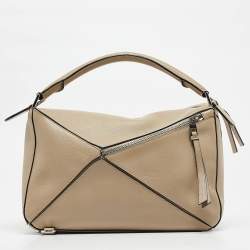 Pre Owned Loewe Beige Leather Medium Puzzle Shoulder Bag