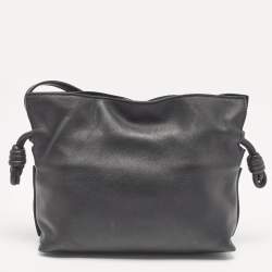 Pre Owned Loewe Black Leather Flamenco Shoulder Bag