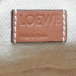 Pre Owned Loewe x Paula's Ibiza Beige/Brown Raffia and Leather Drawstring Bucket Bag
