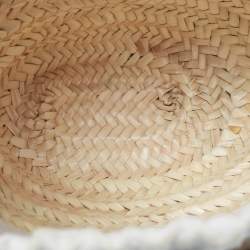 Pre Owned Loewe x Paula's Ibiza Beige/Brown Raffia and Leather Drawstring Bucket Bag