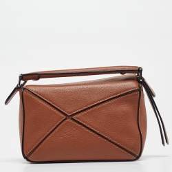 Loewe Brown Leather Mini Puzzle Shoulder Bag