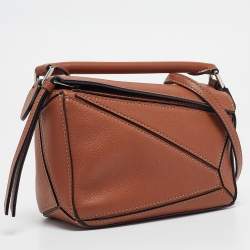 Loewe Brown Leather Mini Puzzle Shoulder Bag