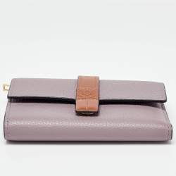 Loewe Purple/Brown Leather Trifold Wallet