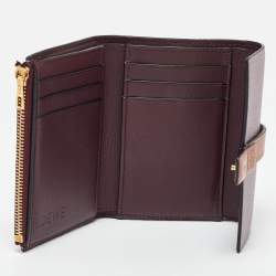 Loewe Purple/Brown Leather Trifold Wallet