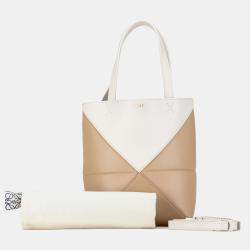 Loewe Bicolor Leather Mini Puzzle Fold Tote Bag