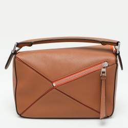 Loewe Brown Leather Small Puzzle Top Handle Bag