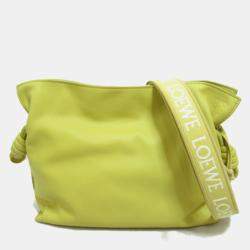 Loewe Yellow Leather Calfskin Monochrome Flamenco Knot Shoulder Bags