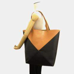 Loewe Black/Brown Leather Medium Puzzle Shoulder Bag