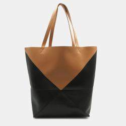 Loewe Black/Brown Leather Medium Puzzle Shoulder Bag