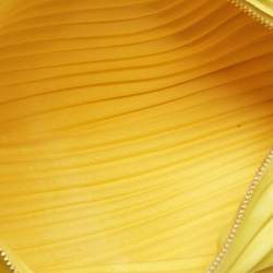 Pre Owned Loewe Yellow Pleated Leather Bracelet Pouch Bag