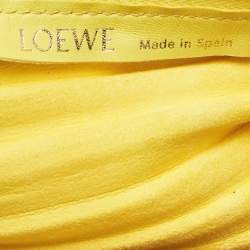 Pre Owned Loewe Yellow Pleated Leather Bracelet Pouch Bag