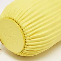 Pre Owned Loewe Yellow Pleated Leather Bracelet Pouch Bag