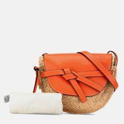 Loewe Orange Raffia Medium Gate Crossbody Bag