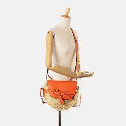 Loewe Orange Raffia Medium Gate Crossbody Bag