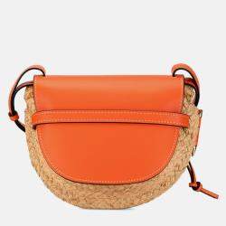 Loewe Orange Raffia Medium Gate Crossbody Bag