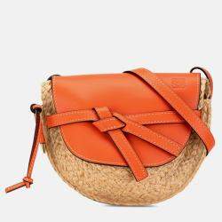 Loewe Orange Raffia Medium Gate Crossbody Bag