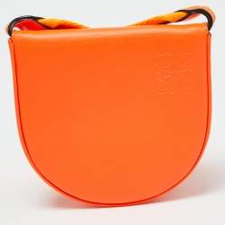 Loewe Orange Neon Leather Heel Flap Crossbody Bag