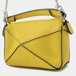 Loewe Yellow Leather Nano Puzzle Shoulder Bag