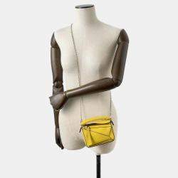 Loewe Yellow Leather Nano Puzzle Shoulder Bag