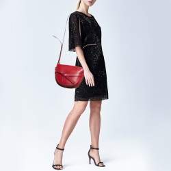 Pre Owned Loewe Red Leather Metal Gate Shoulder Bag