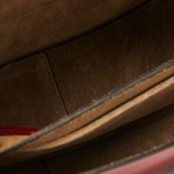 Pre Owned Loewe Red Leather Metal Gate Shoulder Bag