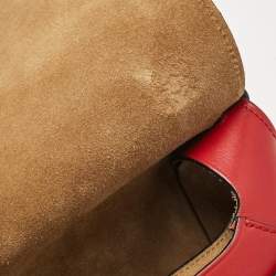 Pre Owned Loewe Red Leather Metal Gate Shoulder Bag