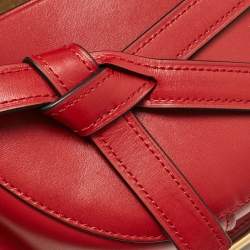 Pre Owned Loewe Red Leather Metal Gate Shoulder Bag