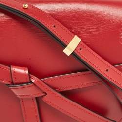 Pre Owned Loewe Red Leather Metal Gate Shoulder Bag