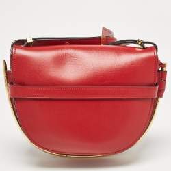Pre Owned Loewe Red Leather Metal Gate Shoulder Bag