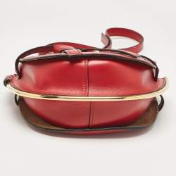 Pre Owned Loewe Red Leather Metal Gate Shoulder Bag