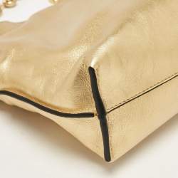 Loewe Gold Leather Mini Flamenco Chain Clutch