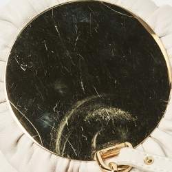 Pre Owned Loewe White Pleated Leather Bracelet Pouch Bag