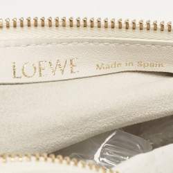 Pre Owned Loewe White Pleated Leather Bracelet Pouch Bag