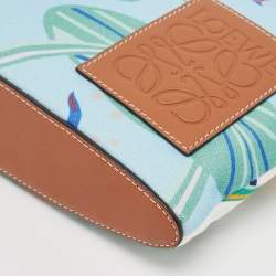 Pre Owned Loewe x Paula Ibiza Blue/Multicolor Water Lily Print Canvas Pouch