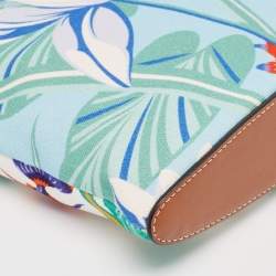 Pre Owned Loewe x Paula Ibiza Blue/Multicolor Water Lily Print Canvas Pouch