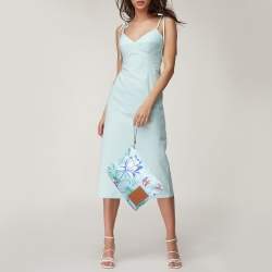 Pre Owned Loewe x Paula Ibiza Blue/Multicolor Water Lily Print Canvas Pouch