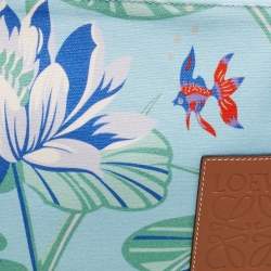 Pre Owned Loewe x Paula Ibiza Blue/Multicolor Water Lily Print Canvas Pouch