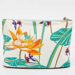 Pre Owned Loewe x Paula Ibiza Blue/Multicolor Water Lily Print Canvas Pouch