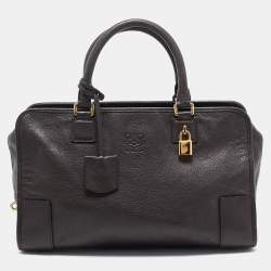 Loewe Dark Brown Leather Medium Amazona Satchel