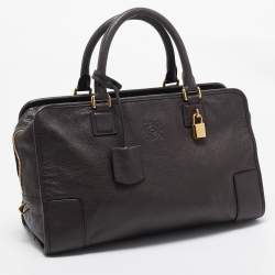 Loewe Dark Brown Leather Medium Amazona Satchel