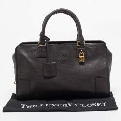 Loewe Dark Brown Leather Medium Amazona Satchel