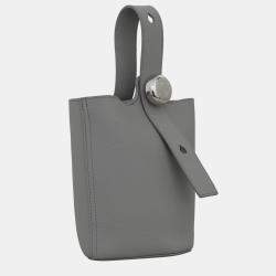 Loewe Grey Mini Pebble Leather Bucket Crossbody Bag