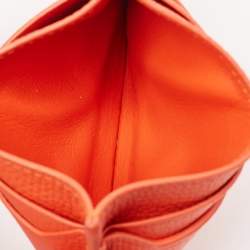 Pre Owned Loewe Orange Leather Anagram Card Holder