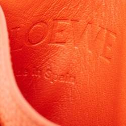 Pre Owned Loewe Orange Leather Anagram Card Holder