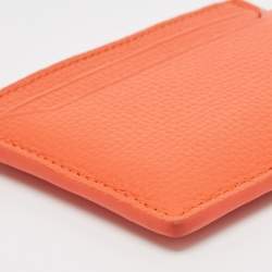 Pre Owned Loewe Orange Leather Anagram Card Holder