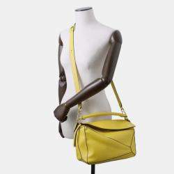 Loewe Yellow Leather Puzzle Shoulder Bag Size Medium